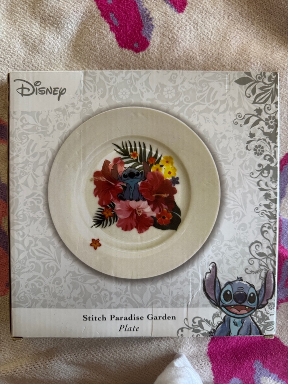 Disney Stitch Paradise Garden Decorative Plate - Pink, Red & Yellow Floral